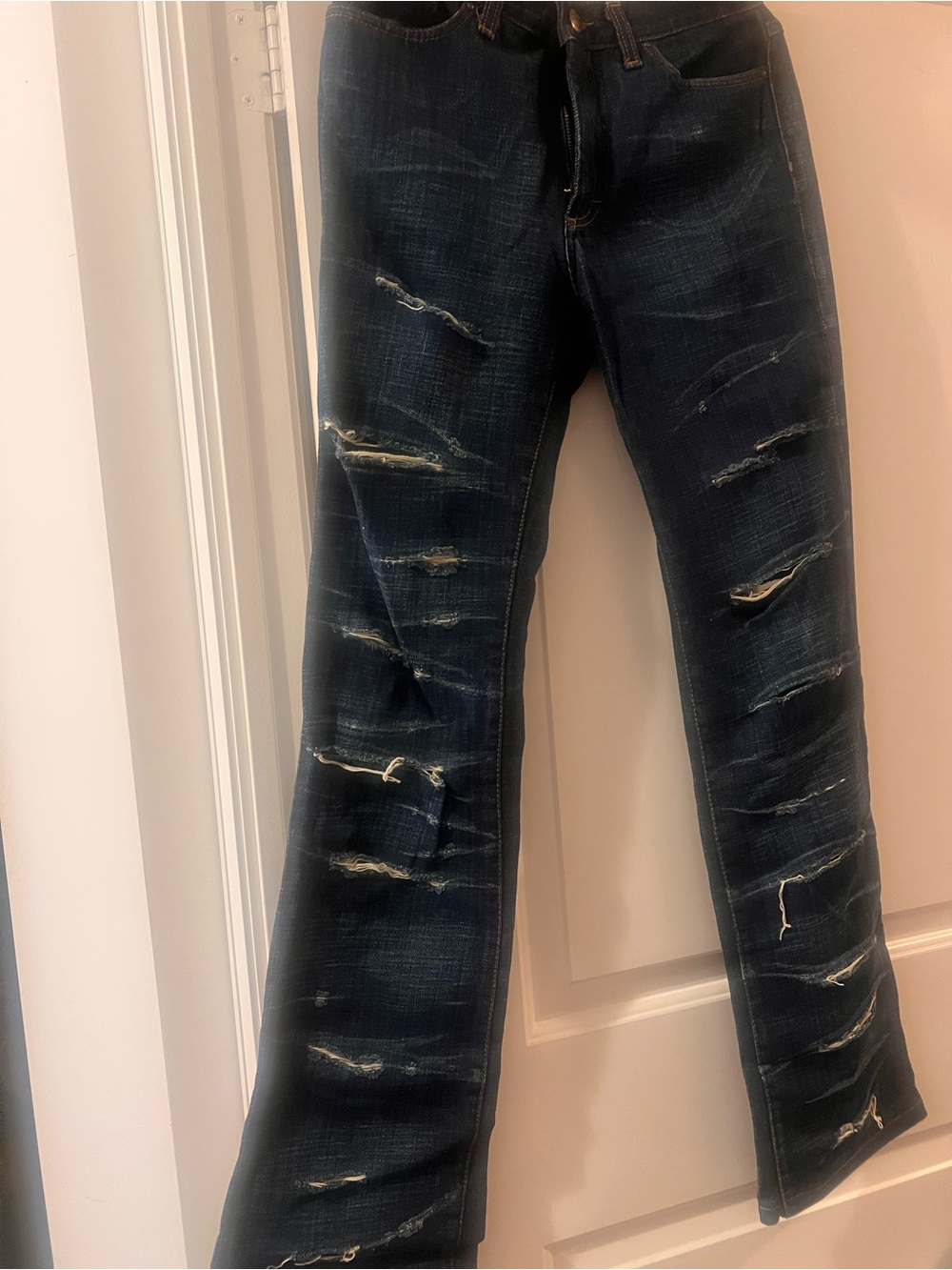 Just Cavalli Dark Distressed Ripped Jeans